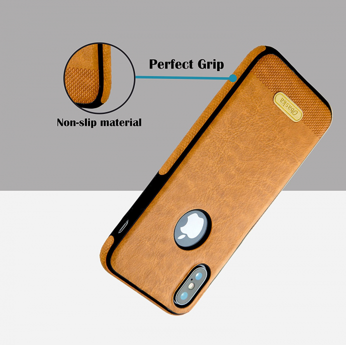 Husa iPhone XS Max, protectie slim, antisoc, Leather, Maro [4]
