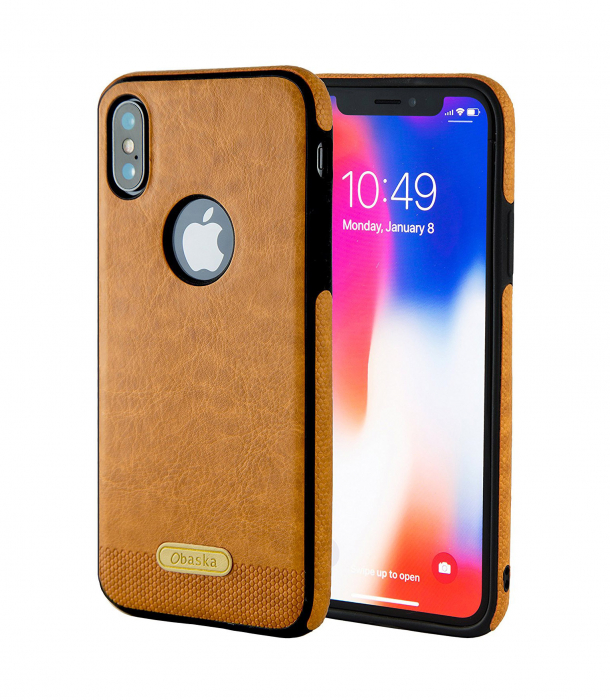 Husa iPhone XS Max, protectie slim, antisoc, Leather, Maro [1]