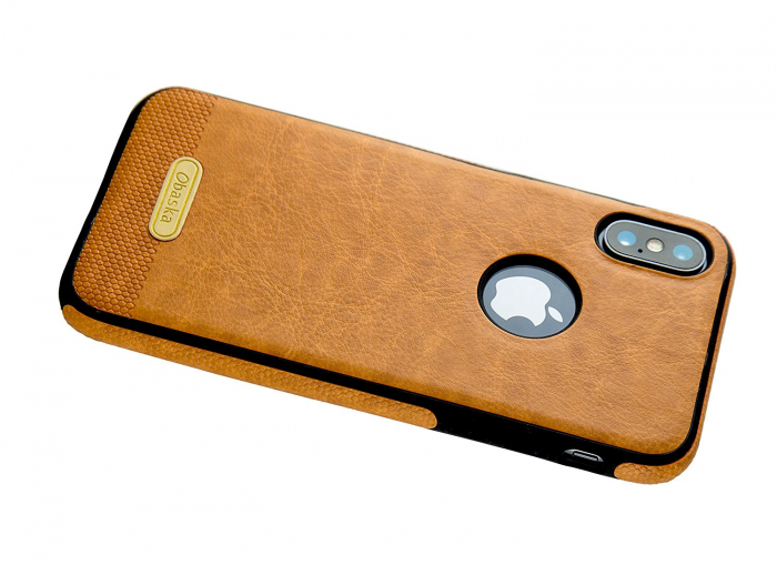 Husa iPhone XS Max, protectie slim, antisoc, Leather, Maro [6]