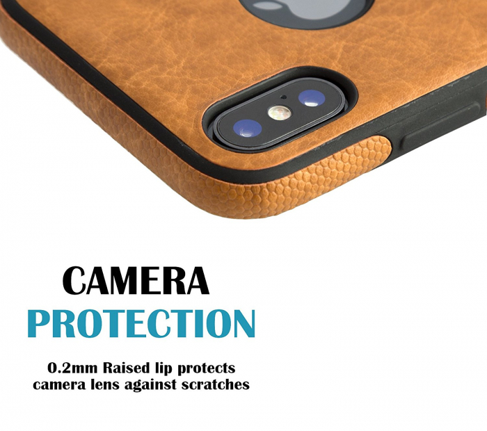 Husa iPhone XS Max, protectie slim, antisoc, Leather, Maro [2]