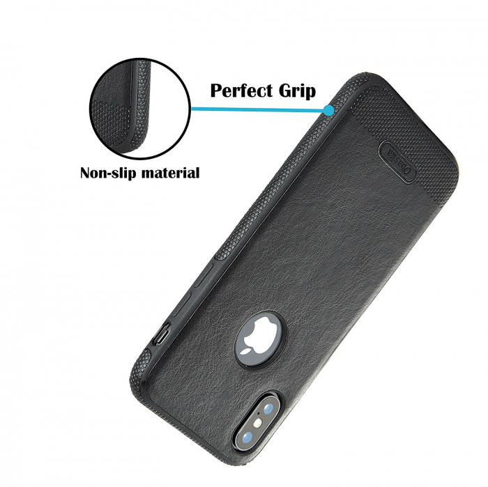 Husa de protectie  iPhone X / iPhone 10, Leather, Negru [2]