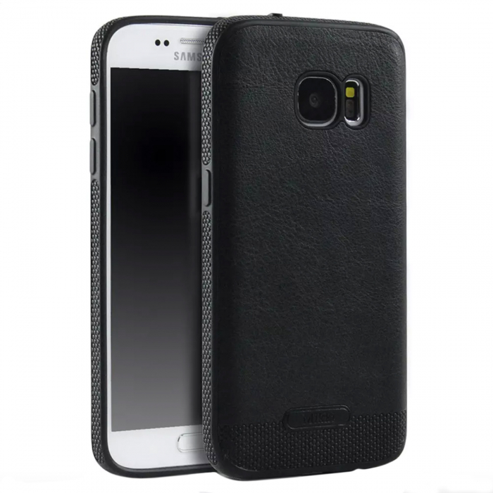 Husa de protectie Samsung Galaxy S6 Edge, Leather, Negru [1]