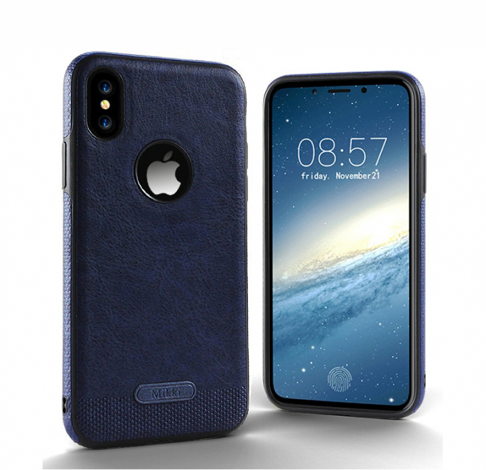 Husa iPhone XR, protectie slim, antisoc, Leather, Blue [2]