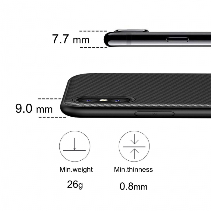 Husa de protectie Slim Antisoc  pentru  iPhone X/iPhone 10, carcasa spate, Negru [2]
