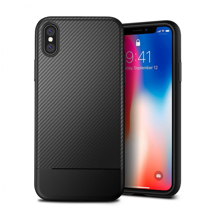 Husa de protectie Slim Antisoc  pentru  iPhone X/iPhone 10, carcasa spate, Negru [1]