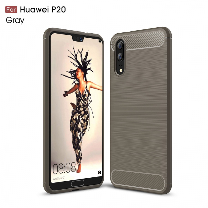 Husa de protectie Slim Armor MobilSmart pentru Huawei P20, carcasa spate Antisoc, Gri [3]