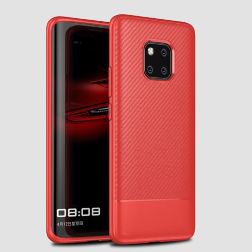 Husa Huawei Mate 20 PRO cu fibra de carbon, Slim Antisoc,  carcasa spate, Rosu [2]