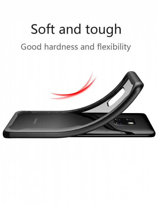 Husa Huawei Mate 20 Pro, Hybrid Antisoc, carcasa spate PC cu cadru TPU dur, Negru [4]