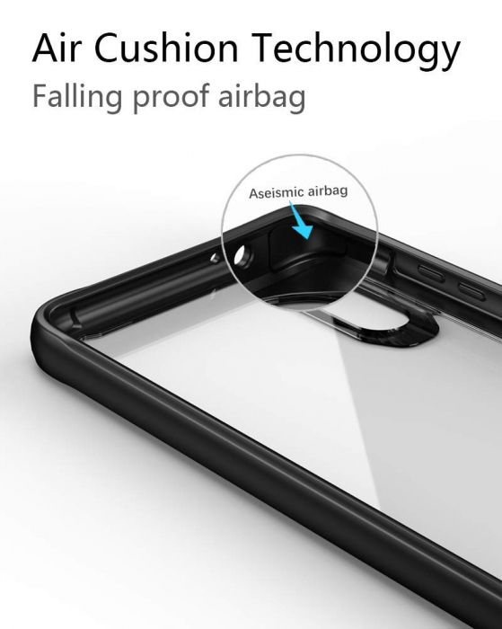Husa Huawei P20 Lite, Hybrid Antisoc, carcasa spate PC cu cadru TPU dur, Negru [5]