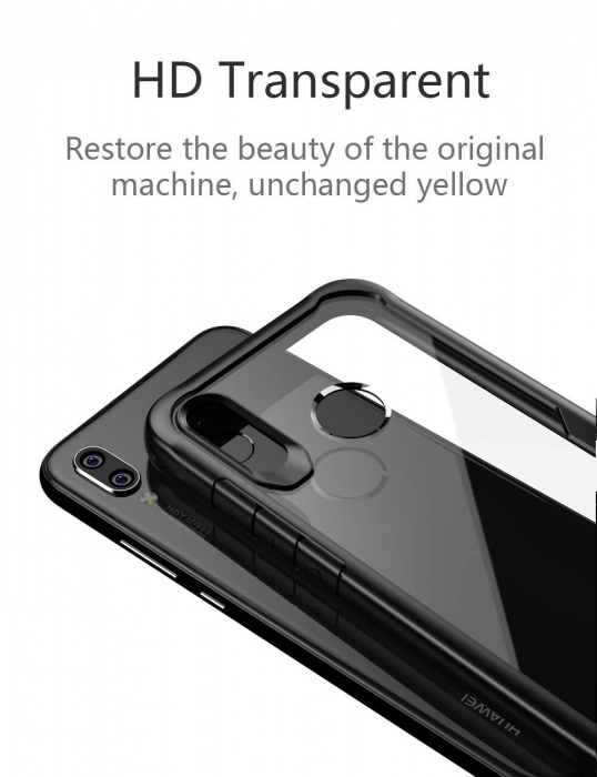 Husa Huawei P20 Lite, Hybrid Antisoc, carcasa spate PC cu cadru TPU dur, Negru [3]