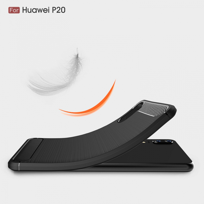 Husa Huawei P20, Slim Armor Carbon, carcasa spate Antisoc, Negru [6]