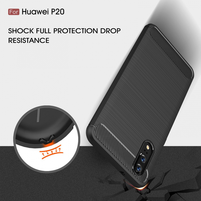 Husa Huawei P20, Slim Armor Carbon, carcasa spate Antisoc, Negru [3]