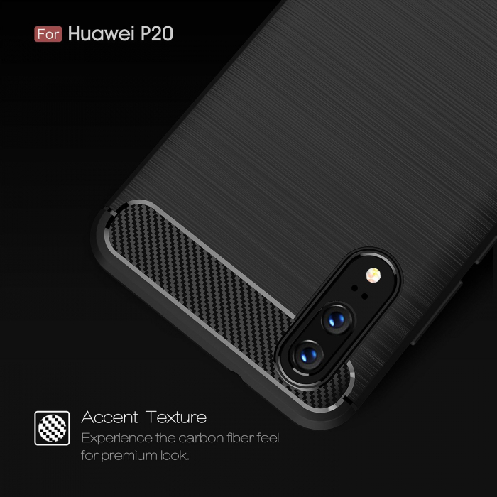 Husa Huawei P20, Slim Armor Carbon, carcasa spate Antisoc, Negru [4]