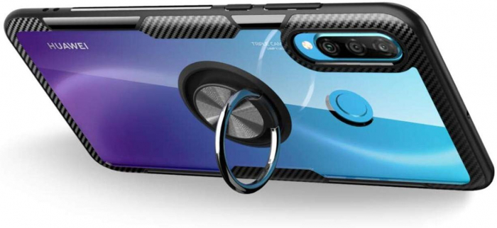 Husa Huawei P30 Lite, Hybrid Antisoc, carcasa cu inel rotativ 360 si Kickstand, Negru [5]