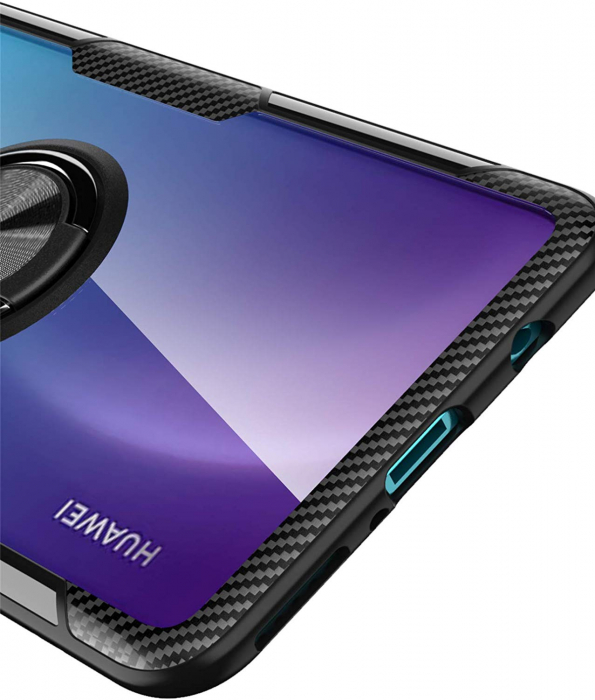 Husa Huawei P30 Lite, Hybrid Antisoc, carcasa cu inel rotativ 360 si Kickstand, Negru [3]