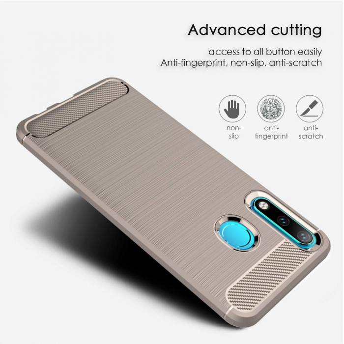 Husa Huawei P30 Lite, Slim Armor Carbon, carcasa spate Antisoc, Gri [2]
