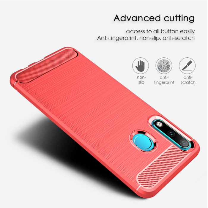 Husa Huawei P30 Lite, Slim Armor Carbon, carcasa spate Antisoc, Rosu [3]