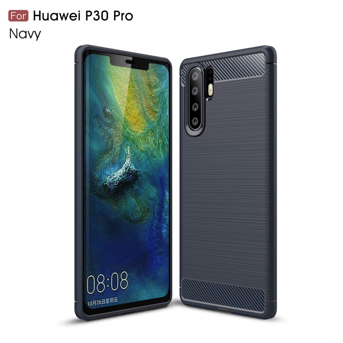 Husa Huawei P30 Pro, Slim Armor Carbon, carcasa spate Antisoc, Blue [2]