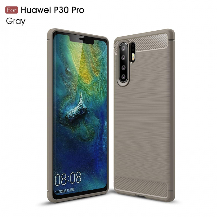 Husa Huawei P30 Pro, Slim Armor Carbon, carcasa spate Antisoc, Gri [2]