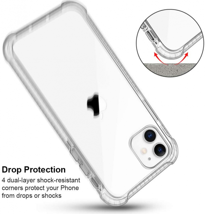 Husa iPhone 11, Hybrid Antisoc, carcasa spate PC transparenta cu Bumper, Alb [2]
