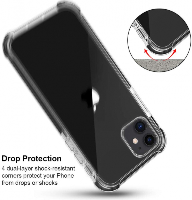Husa iPhone 11, Hybrid Antisoc, carcasa spate PC transparenta cu Bumper, Negru [3]