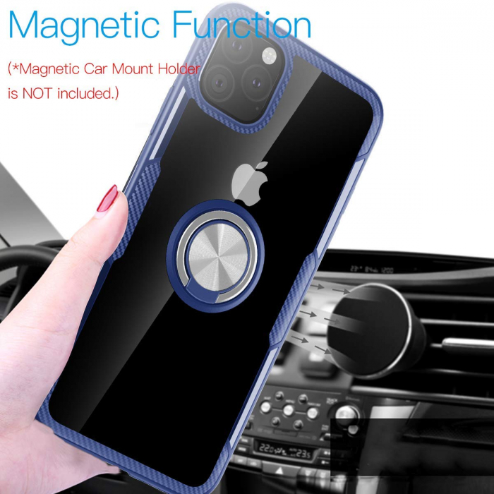 Husa IPhone 11, Hybrid Antisoc, carcasa cu inel rotativ 360 si Kickstand, Blue [2]