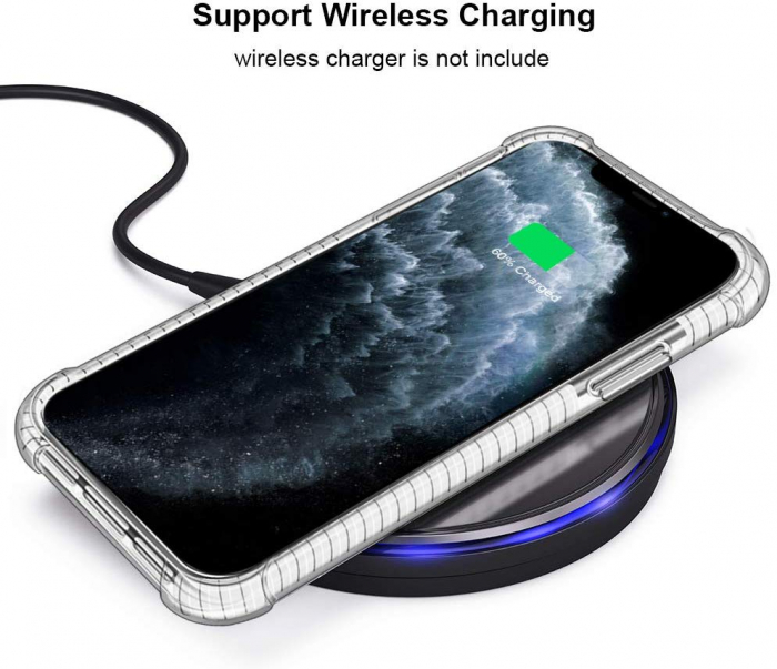 Husa iPhone 11 PRO MAX, Hybrid Antisoc, carcasa spate PC transparenta cu Bumper, Alb [3]