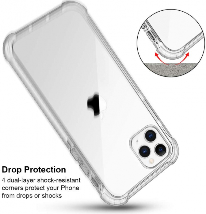 Husa iPhone 11 PRO MAX, Hybrid Antisoc, carcasa spate PC transparenta cu Bumper, Alb [5]