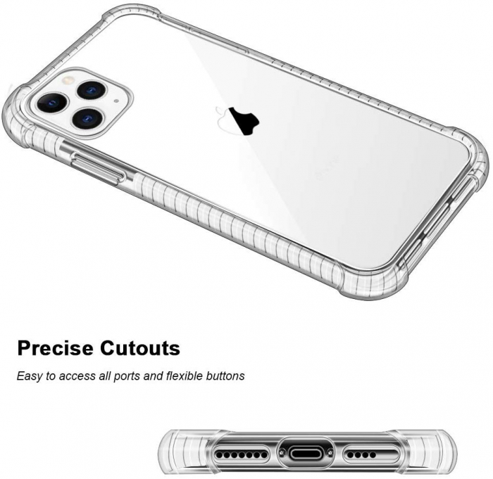 Husa iPhone 11 PRO MAX, Hybrid Antisoc, carcasa spate PC transparenta cu Bumper, Alb [6]
