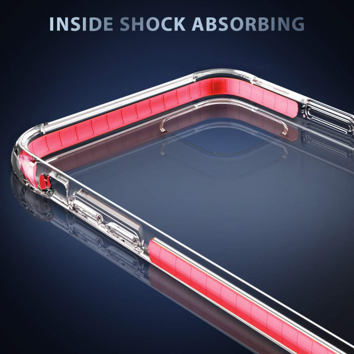 Husa iPhone 11 PRO MAX, Hybrid Antisoc, carcasa spate PC transparenta cu Bumper, Roz [5]