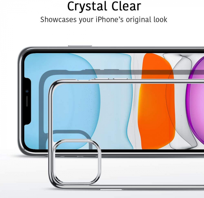 Husa iPhone 11, Silicon ultraslim, cu spate transparent si cadru, Silver [2]
