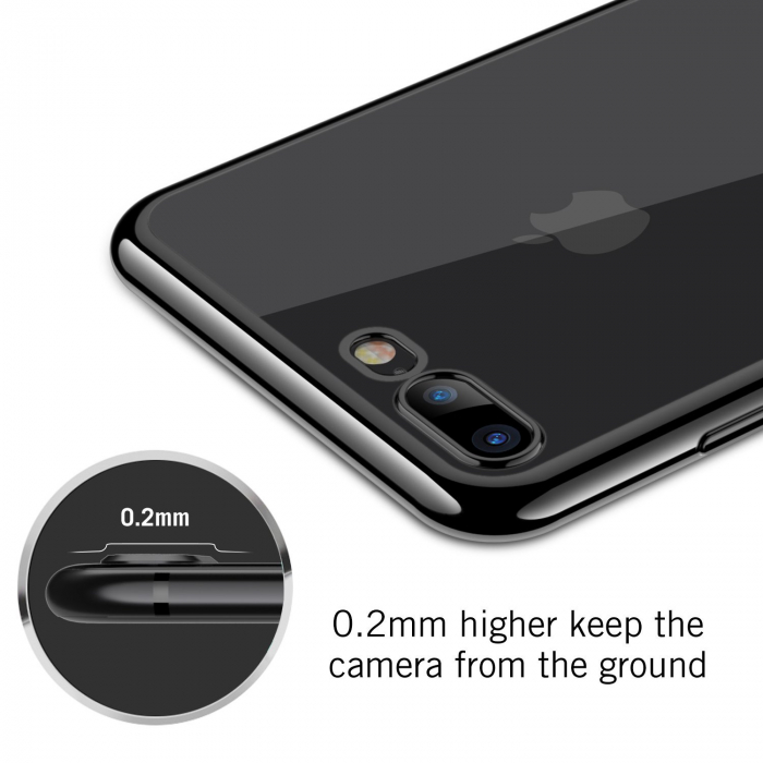 Husa iPhone 8 PLUS / iPhone 7 PLUS, Silicon ultraslim, cu spate transparent si cadru, Negru [5]
