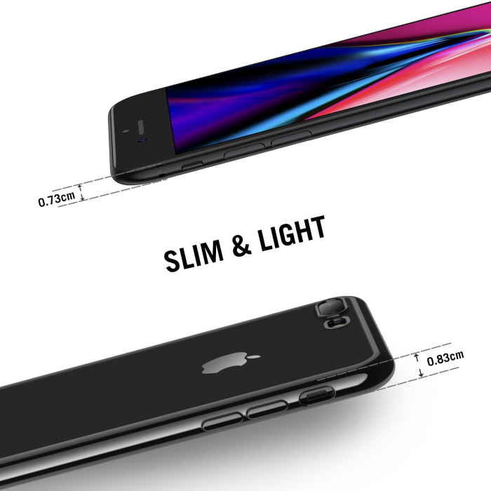 Husa iPhone 8 PLUS / iPhone 7 PLUS, Silicon ultraslim, cu spate transparent si cadru, Negru [3]