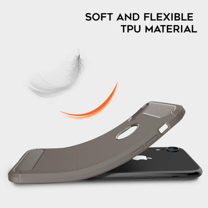 Husa iPhone XR, Slim Armor Carbon, carcasa spate Antisoc, Gri [5]