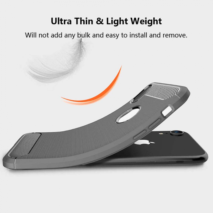 Husa iPhone XR, Slim Armor Carbon, carcasa spate Antisoc, Gri [4]