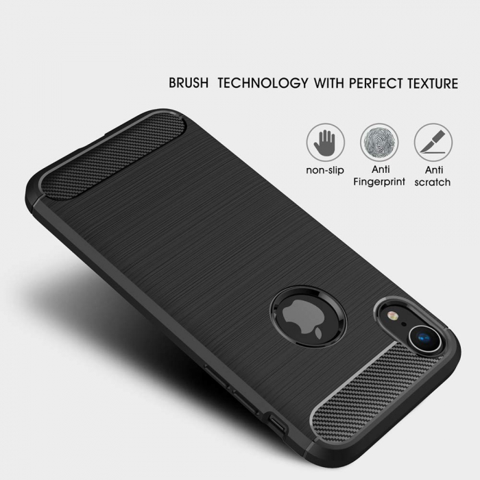 Husa iPhone XR, Slim Armor Carbon, carcasa spate Antisoc, MobileSmart©, Negru [4]