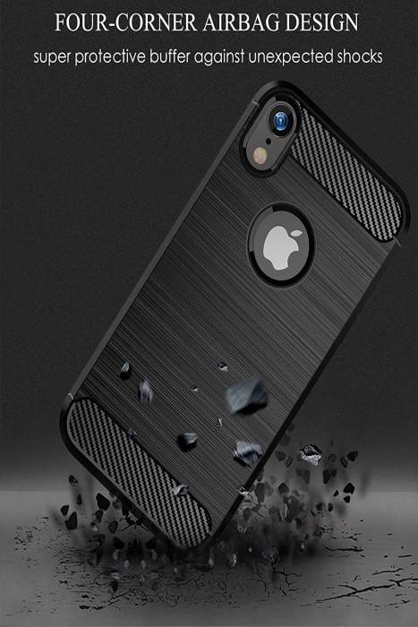 Husa iPhone XR, Slim Armor Carbon, carcasa spate Antisoc, MobileSmart©, Negru [2]