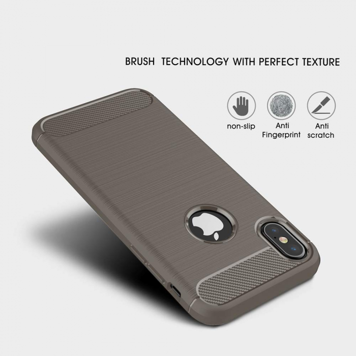 Husa iPhone XS MAX, Slim Armor Carbon, carcasa spate Antisoc, Gri [3]