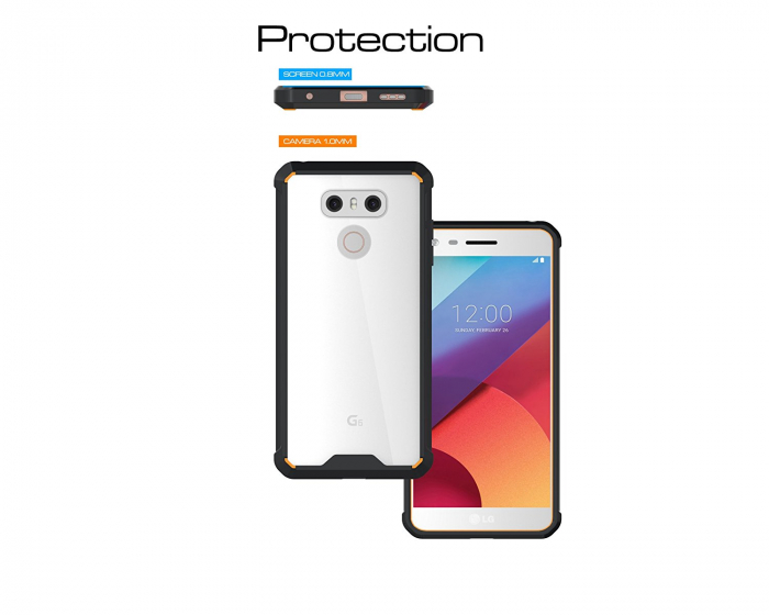 Husa LG G6, Hybrid Antisoc, carcasa spate PC transparenta cu cadru, Negru [6]