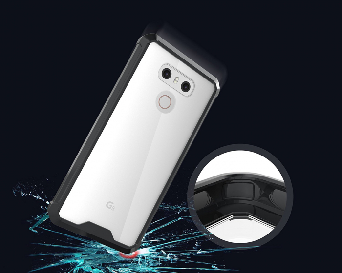 Husa LG G6, Hybrid Antisoc, carcasa spate PC transparenta cu cadru, Negru [3]