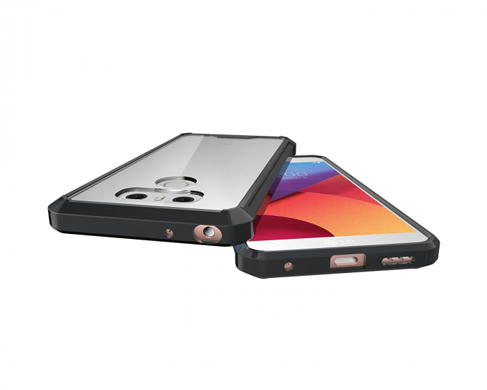 Husa LG G6, Hybrid Antisoc, carcasa spate PC transparenta cu cadru, Negru [4]