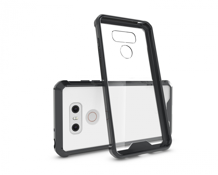 Husa LG G6, Hybrid Antisoc, carcasa spate PC transparenta cu cadru, Negru [1]