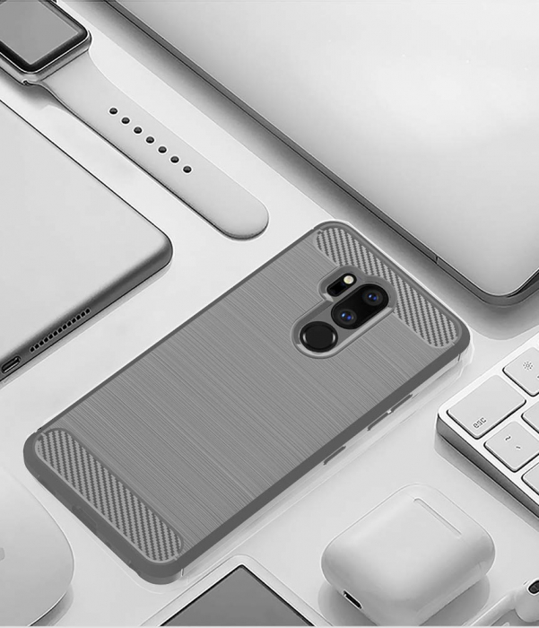 Husa LG G7 Slim Armor Carbon, carcasa spate Antisoc, Gri [2]
