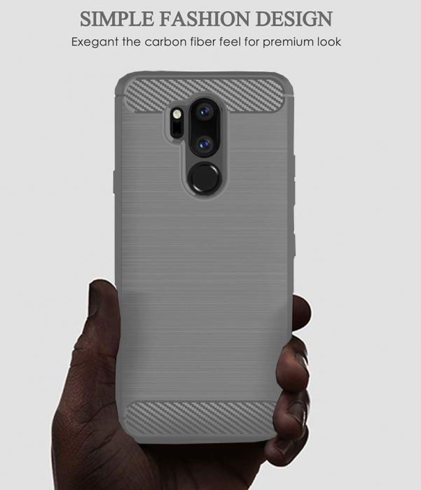 Husa LG G7 Slim Armor Carbon, carcasa spate Antisoc, Gri [4]