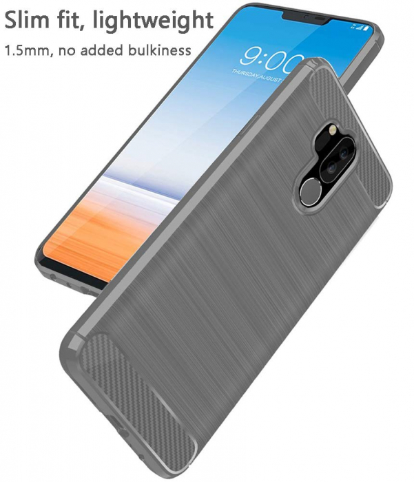 Husa LG G7 Slim Armor Carbon, carcasa spate Antisoc, Gri [3]