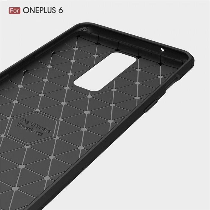 Husa OnePlus 6, Slim Armor Carbon, carcasa spate Antisoc, Negru [6]