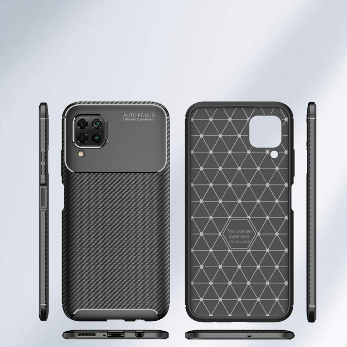 Husa pentru Huawei P40 LITE, fibra de carbon, Slim Antisoc, carcasa spate, Focus, Negru [4]