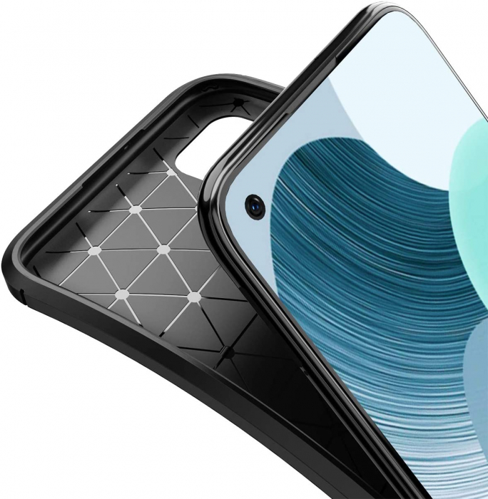 Husa pentru Huawei P40 LITE, fibra de carbon, Slim Antisoc, carcasa spate, Focus, Negru [2]