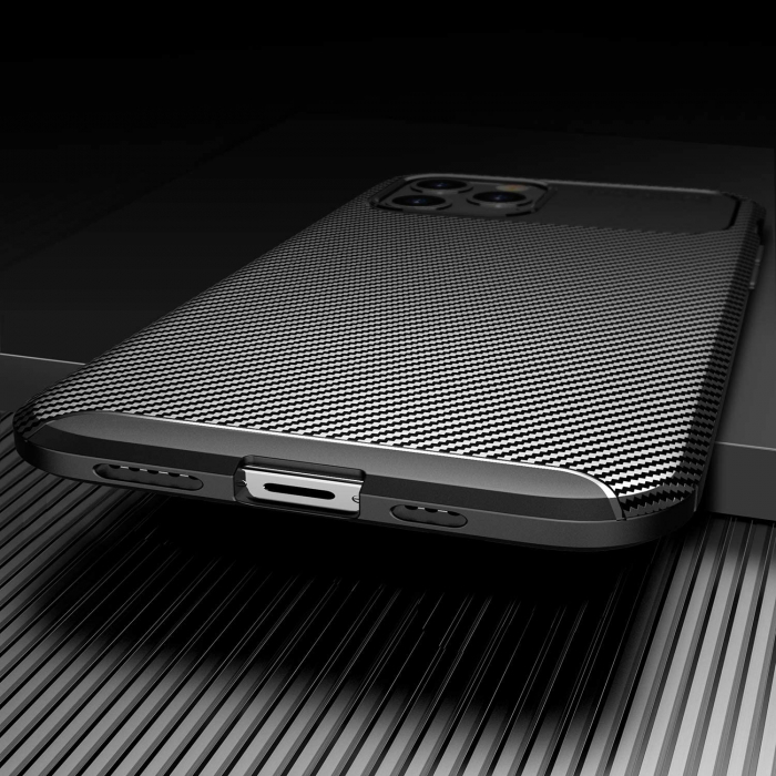 Husa pentru IPhone 12 PRO MAX, fibra de carbon, Slim Antisoc, carcasa spate, Focus, Negru [7]