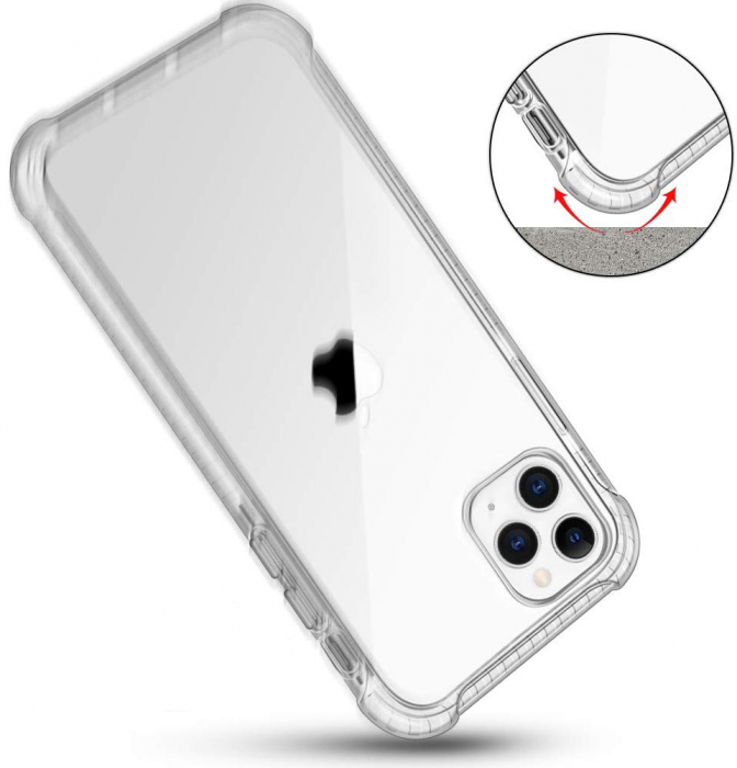 Husa pentru iPhone 12 / 12 PRO, Hybrid Antisoc, carcasa spate PC transparenta cu Bumper, Alb [5]